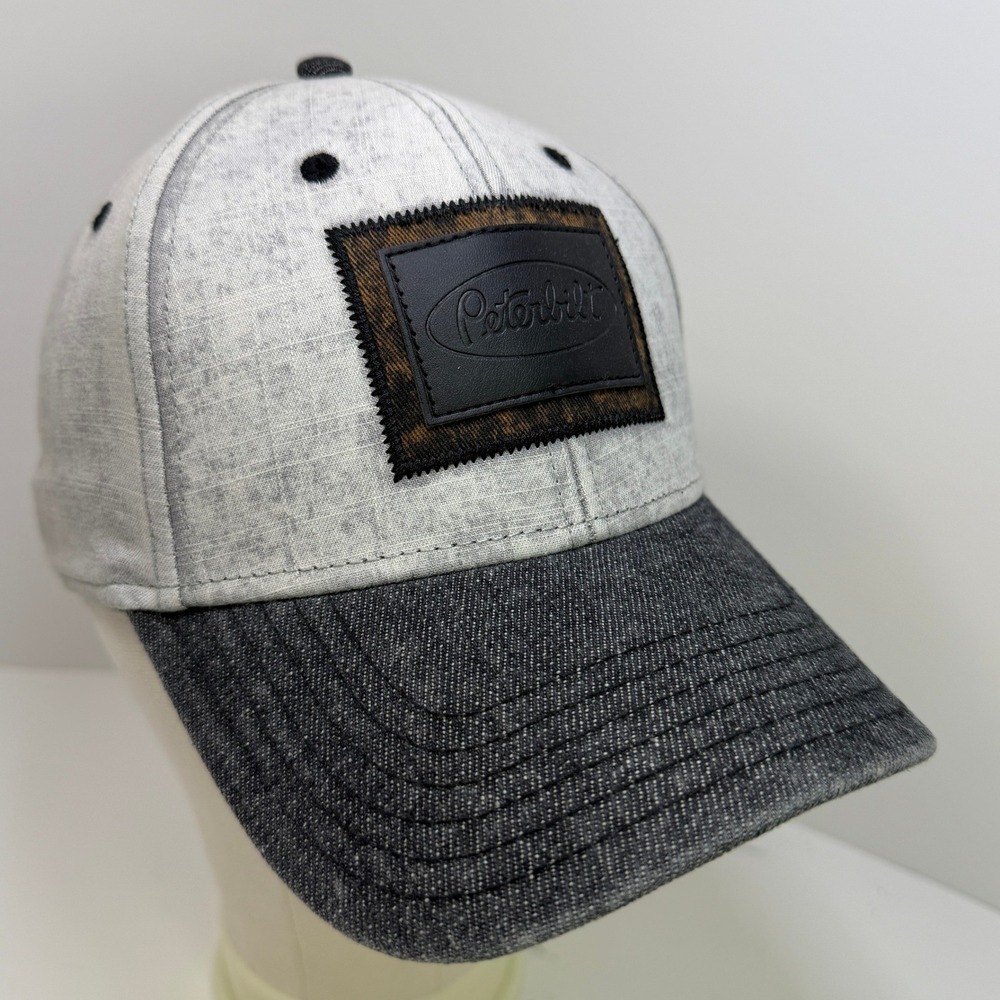 Peterbilt Trucker Hat Gray Denim Adjustable Strapback Logo Patch Cap BDA